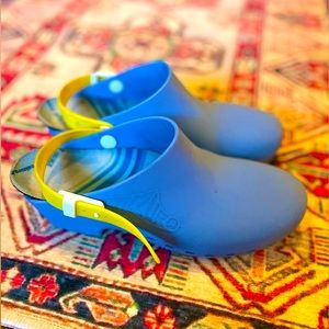 Blue and Yellow Women's Mules